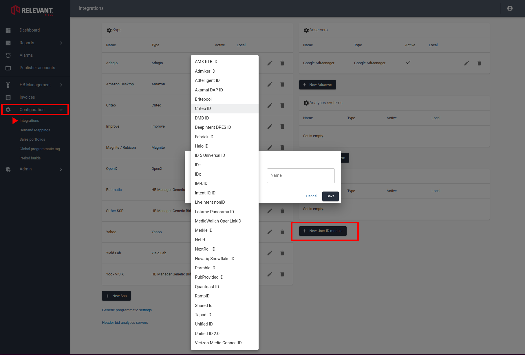 Add a new User ID module