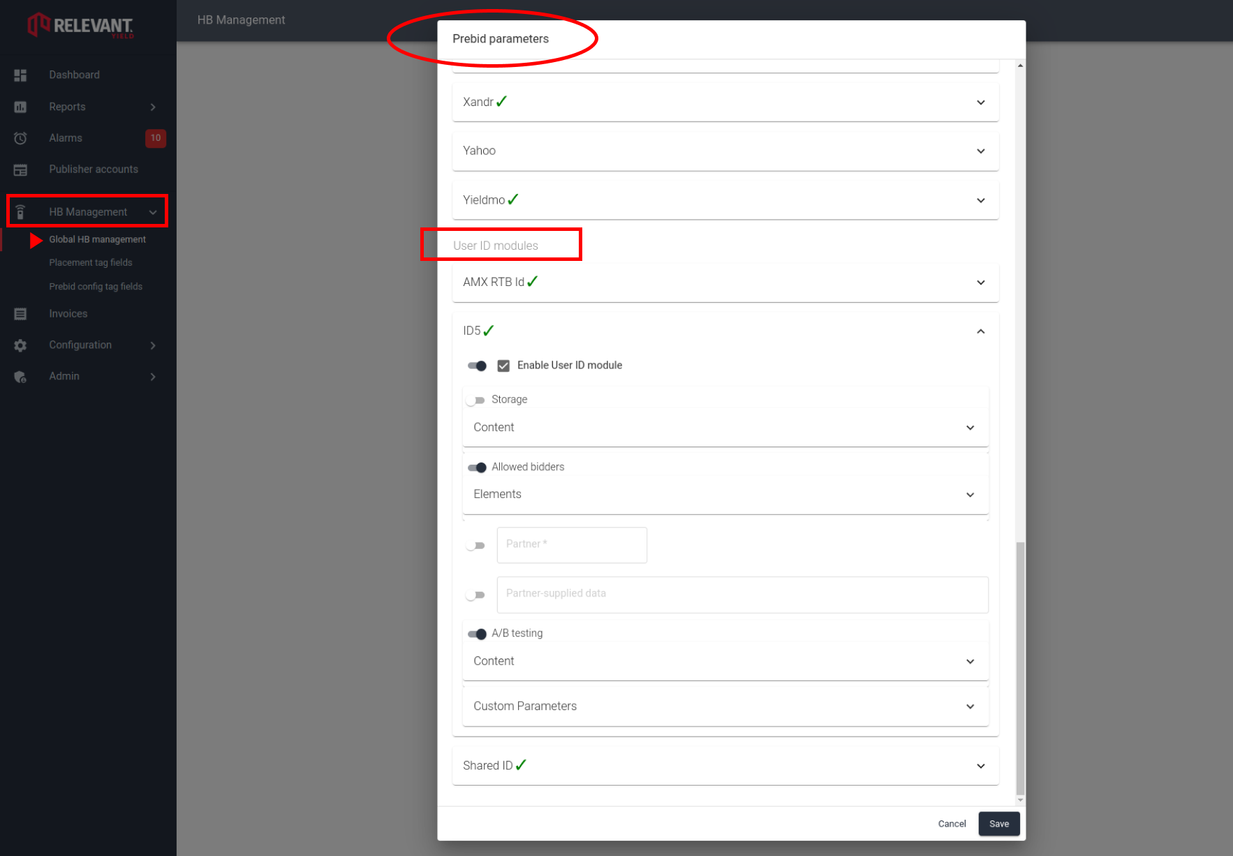 Enable User ID modules